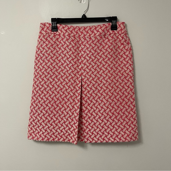 Talbots Dresses & Skirts - Talbots Red white tweed print skirt with front hem split
